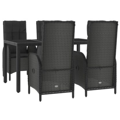 5-tlg. Garten-Essgruppe mit Kissen Schwarz Poly Rattan - Image 3