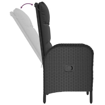 5-tlg. Garten-Essgruppe mit Kissen Schwarz Poly Rattan - Image 6