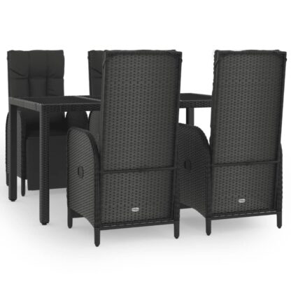 5-tlg. Garten-Essgruppe mit Kissen Schwarz Poly Rattan - Image 2