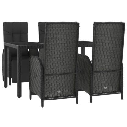 5-tlg. Garten-Essgruppe mit Kissen Schwarz Poly Rattan - Image 3