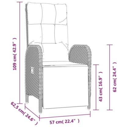 5-tlg. Garten-Essgruppe mit Kissen Schwarz Poly Rattan - Image 10