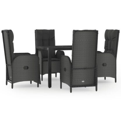 5-tlg. Garten-Essgruppe mit Kissen Schwarz Poly Rattan - Image 2
