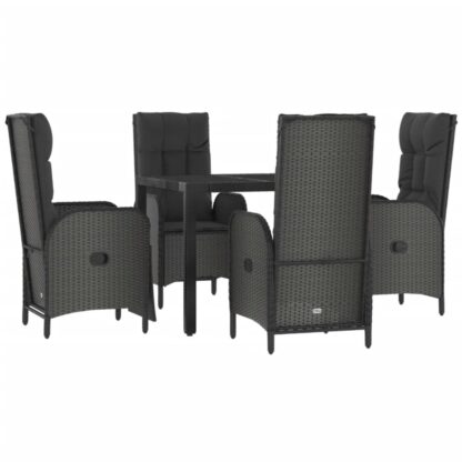 5-tlg. Garten-Essgruppe mit Kissen Schwarz Poly Rattan - Image 3
