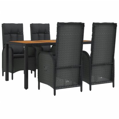 5-tlg. Garten-Essgruppe mit Kissen Schwarz Poly Rattan - Image 3
