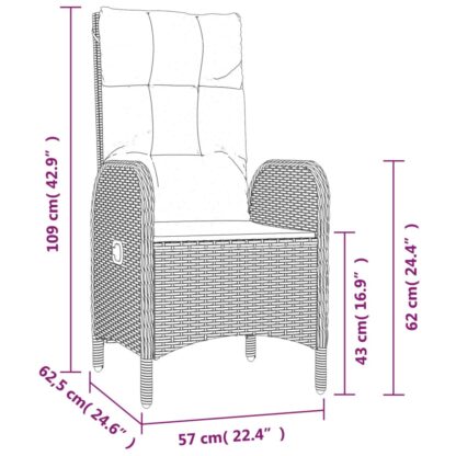 5-tlg. Garten-Essgruppe mit Kissen Schwarz Poly Rattan - Image 9