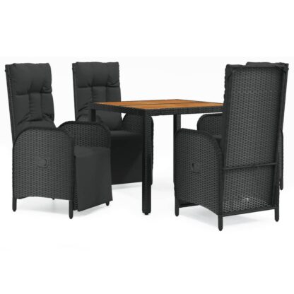 5-tlg. Garten-Essgruppe mit Kissen Schwarz Poly Rattan - Image 2