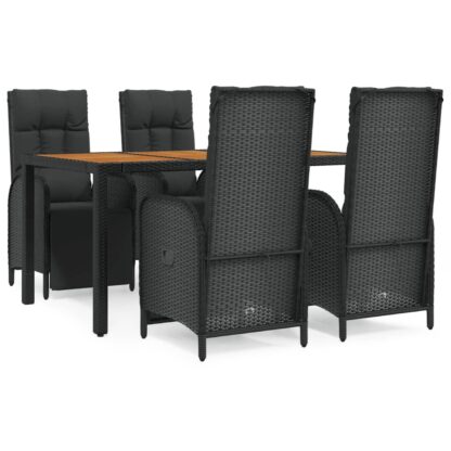 5-tlg. Garten-Essgruppe mit Kissen Schwarz Poly Rattan - Image 2