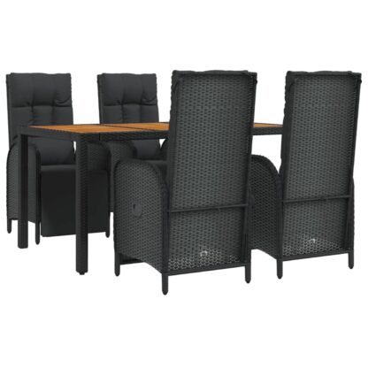 5-tlg. Garten-Essgruppe mit Kissen Schwarz Poly Rattan - Image 3