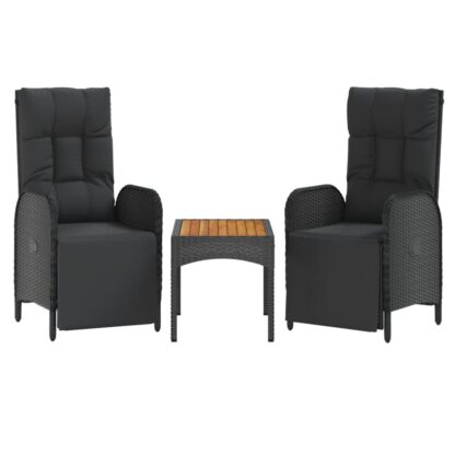 4-tlg. Garten-Essgruppe mit Kissen Schwarz Poly Rattan - Image 4