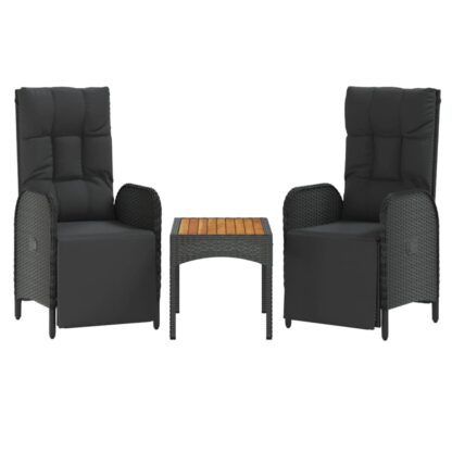 5-tlg. Garten-Essgruppe mit Kissen Schwarz Poly Rattan - Image 4