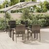 5-tlg. Garten-Essgruppe mit Kissen Schwarz und Grau Poly Rattan
