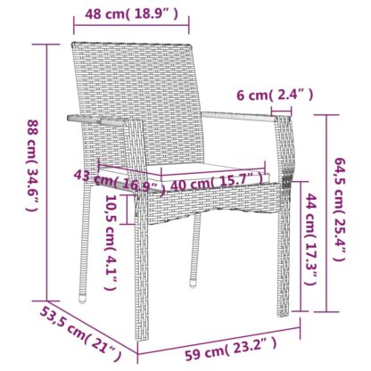 5-tlg. Garten-Essgruppe mit Kissen Schwarz und Grau Poly Rattan - Image 9