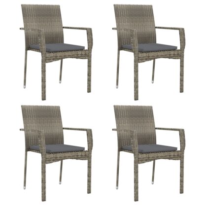 5-tlg. Garten-Lounge-Set mit Kissen Schwarz Grau Poly Rattan - Image 4