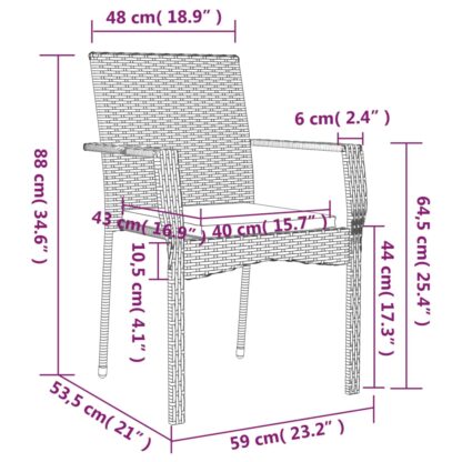 5-tlg. Garten-Lounge-Set mit Kissen Schwarz Grau Poly Rattan - Image 9