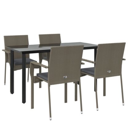 5-tlg. Garten-Lounge-Set mit Kissen Schwarz Grau Poly Rattan - Image 3