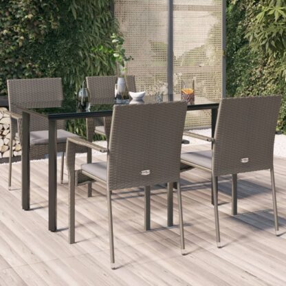 5-tlg. Garten-Lounge-Set mit Kissen Schwarz Grau Poly Rattan