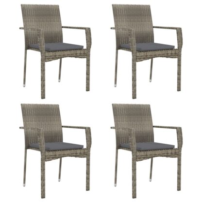 5-tlg. Garten-Lounge-Set mit Kissen Schwarz Grau Poly Rattan - Image 4