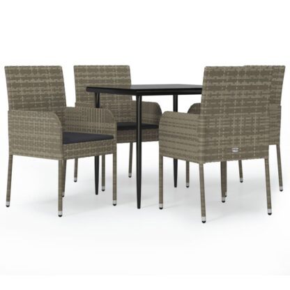 5-tlg. Garten-Essgruppe mit Kissen Schwarz und Grau Poly Rattan - Image 2