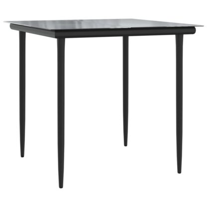 5-tlg. Garten-Essgruppe mit Kissen Schwarz und Grau Poly Rattan - Image 6