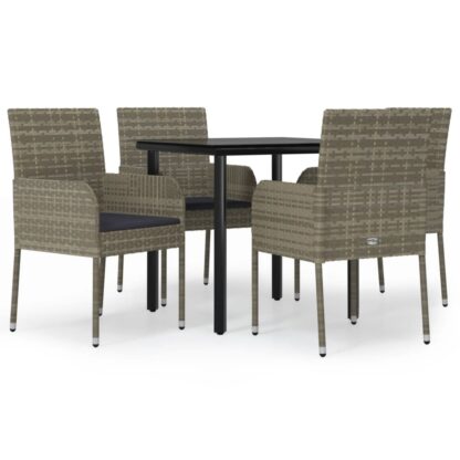 5-tlg. Garten-Lounge-Set mit Kissen Schwarz Grau Poly Rattan - Image 2