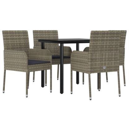 5-tlg. Garten-Lounge-Set mit Kissen Schwarz Grau Poly Rattan - Image 3