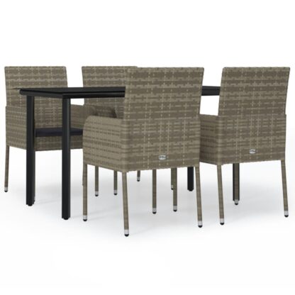 5-tlg. Garten-Lounge-Set mit Kissen Schwarz Grau Poly Rattan - Image 2