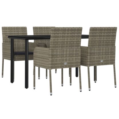 5-tlg. Garten-Lounge-Set mit Kissen Schwarz Grau Poly Rattan - Image 3