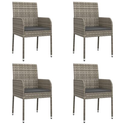 5-tlg. Garten-Lounge-Set mit Kissen Schwarz Grau Poly Rattan - Image 4