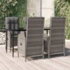 5-tlg. Garten-Essgruppe mit Kissen Schwarz und Grau Poly Rattan