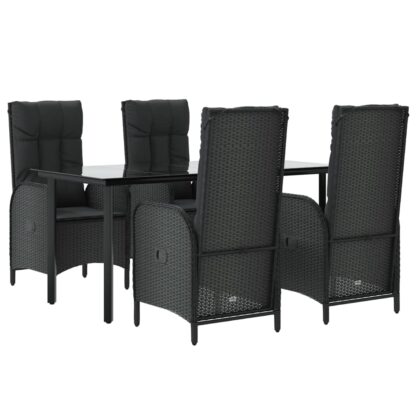 5-tlg. Garten-Essgruppe mit Kissen Schwarz Poly Rattan - Image 3