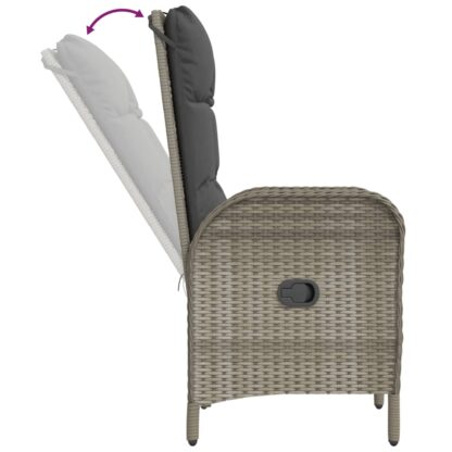 5-tlg. Garten-Essgruppe mit Kissen Schwarz und Grau Poly Rattan - Image 6