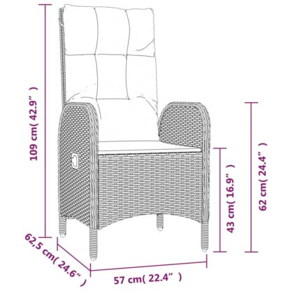 5-tlg. Garten-Essgruppe mit Kissen Schwarz und Grau Poly Rattan - Image 10