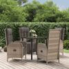 5-tlg. Garten-Essgruppe mit Kissen Schwarz und Grau Poly Rattan