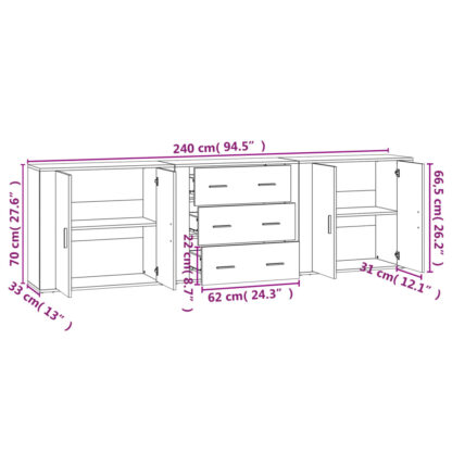 Sideboards 3 Stk. Räuchereiche Holzwerkstoff - Image 9