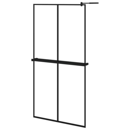 Duschwand mit Ablage für Walk-In-Dusche Schwarz 100x195 cm ESG - Image 2