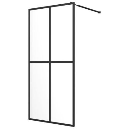 Duschwand mit Ablage für Walk-In-Dusche Schwarz 100x195 cm ESG - Image 3