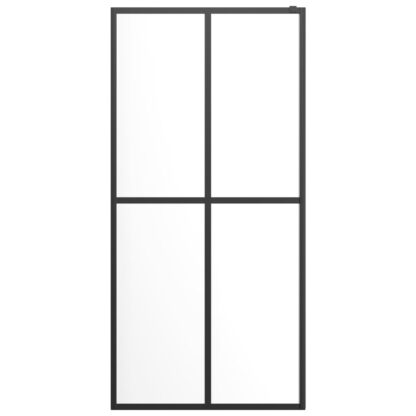 Duschwand mit Ablage für Walk-In-Dusche Schwarz 100x195 cm ESG - Image 4