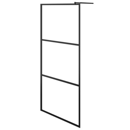 Duschwand mit Ablage für Walk-In-Dusche Schwarz 100x195 cm ESG - Image 3