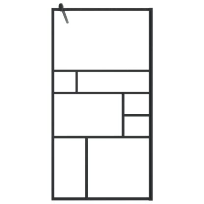Duschwand mit Ablage für Walk-In-Dusche Schwarz 100x195 cm ESG - Image 4