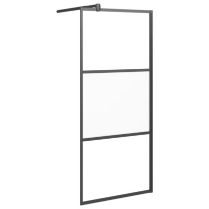 Duschwand mit Ablage für Walk-In-Dusche Schwarz 100x195 cm ESG - Image 3