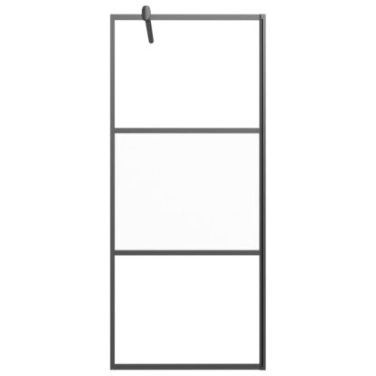 Duschwand mit Ablage für Walk-In-Dusche Schwarz 100x195 cm ESG - Image 4