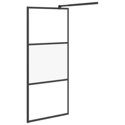 Duschwand mit Ablage für Walk-In-Dusche Schwarz 100x195 cm ESG - Image 5