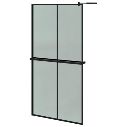 Duschwand mit Ablage für Walk-In-Dusche Schwarz 100x195 cm ESG - Image 2