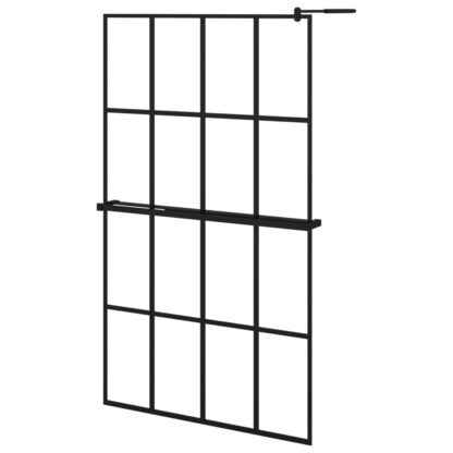 Duschwand mit Ablage für Walk-In-Dusche Schwarz 118x190 cm ESG - Image 2