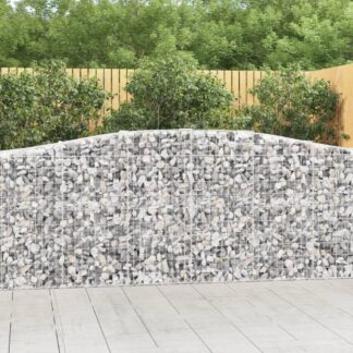 Gabionen mit Hochbogen 10 Stk 400x50x100/120cm Verzinktes Eisen