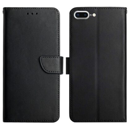iPhone 8 Plus / 7 Plus Buch Etui Tasche Echtleder mit Kartenfach Schwarz - Image 6