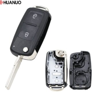 Hülle Autoschlüssel für Volkswagen - Kunstleder Schutzhülle mit  Schlüsselanhänger Schlüssel 3 Tasten für VW Golf Tiguan Polo Touran für  Skoda Octavia