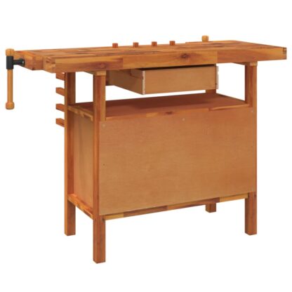 Werkbank mit Schubladen Schraubstöcken 124x52x83 cm Akazienholz - Image 6