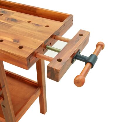 Werkbank mit Schubladen Schraubstöcken 124x52x83 cm Akazienholz - Image 8
