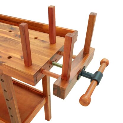 Werkbank mit Schubladen Schraubstöcken 124x52x83 cm Akazienholz - Image 9